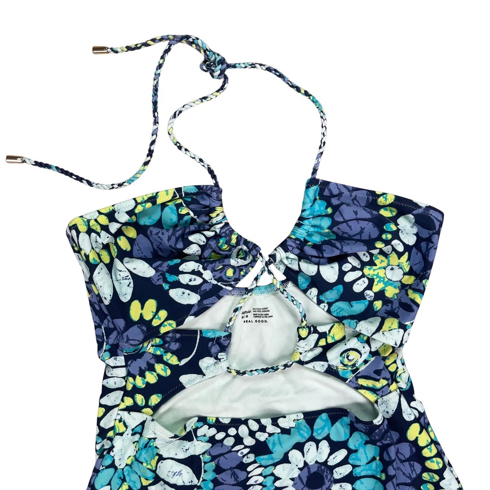 Aerie Floral Cut Out One Piece Swim Sz Medium Cheeky Boho Hippie Festival - Picture 3 of 16